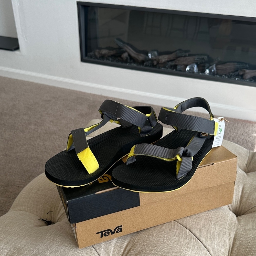 Teva Black and Yellow Strappy Sandals